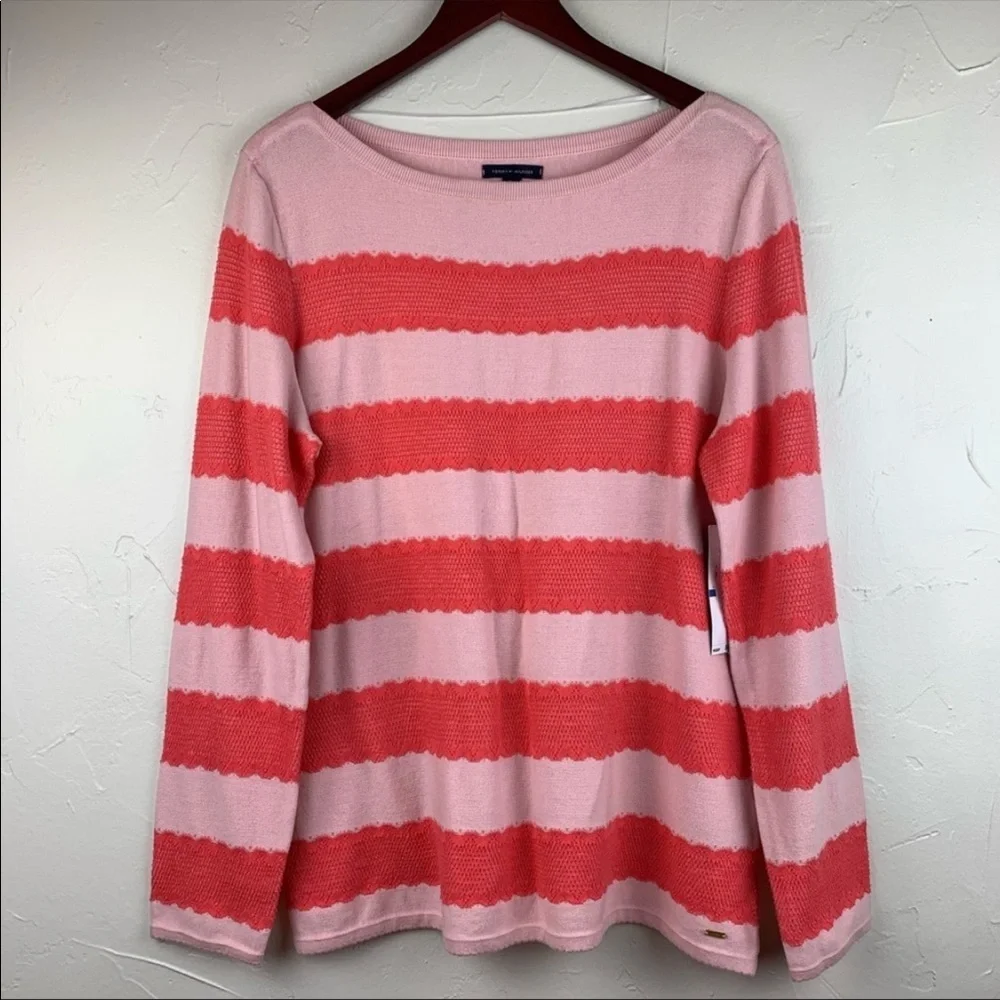 ❤️🔥Tommy Hilfiger - Pink Heather Lace Trim Sweater - XL - Picture 3 of 6